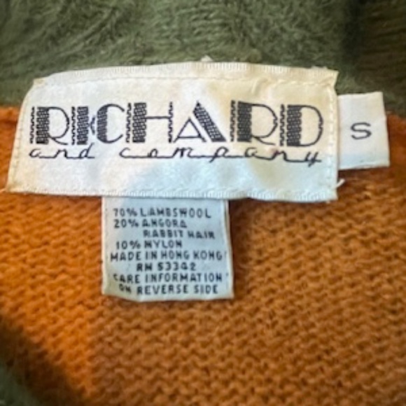 VTG Richard & Co Preppy Lambswool Angora Hooded Sweater Sz S Soft Luxe Lagom - Picture 7 of 7